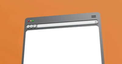 Fenêtre de navigateur web vierge en 3D sur fond orange
